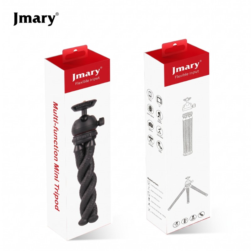 Jmary MT-25 Flexible Mini Tripod with Phone Holder – 360° Rotating Ball Head, 1.5kg Load Capacity
