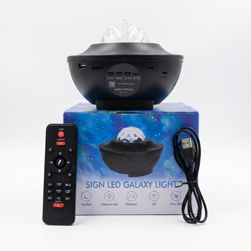 Sign LED Galaxy Light Projector – Crystal Dome Starry Sky & Galaxy Effect with Wireless Remote, USB & Type-C, Colorful Ambient Room Light