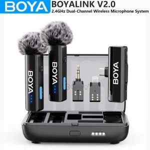 BOYALINK V2.0, 3-in-1 Compact Wireless Microphone – 48kHz/24-bit, 300m Range, Noise Cancellation