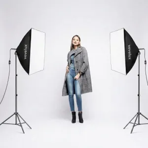 Professional 50×70cm Softbox Studio Lighting Kit with 2× 200cm Light Stands, 5500K Continuous Lighting & Carrying Bag