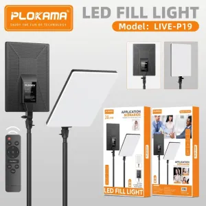 Plokama Live-P19 19-Inch LED Fill Light Panel with Stand & Wireless Remote – 2700K–5700K, Ra95+