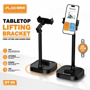 Plokama DT-80 Tabletop Lifting Bracket – Adjustable Desktop Stand for Laptop, Monitor, Tablet & Smartphone, Black