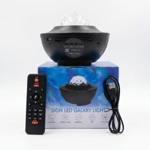 Sign LED Galaxy Light Projector – Crystal Dome Starry Sky & Galaxy Effect with Wireless Remote, USB & Type-C, Colorful Ambient Room Light