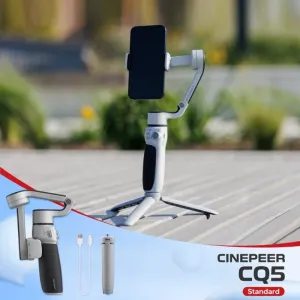 CINEPEER CQ5 AI Tracking Gimbal Stabilizer – 3-Axis Smartphone Gimbal with Voice Control, AI Tracking, 215mm Extension Rod & Magnetic Fill Light