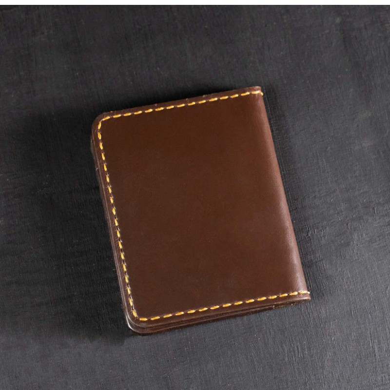 Dark Cognac Brow Futuristic Card Wallet
