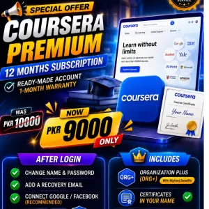 Coursera Premium 12-Month Subscription | Organization Plus (ORG+) | Certificates in Your Name | PKR 9000